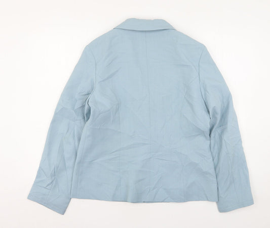 Slimma Womens Blue Polyester Jacket Suit Jacket Size 12