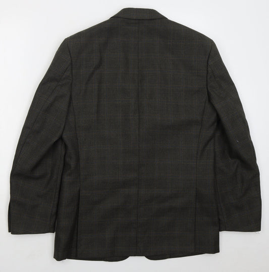 Brook Taverner Mens Brown Check Polyester Jacket Suit Jacket Size 38