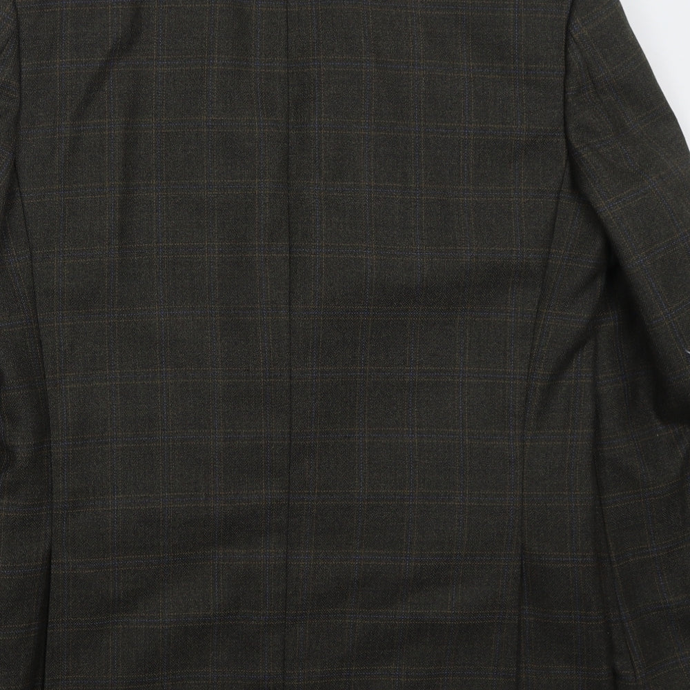 Brook Taverner Mens Brown Check Polyester Jacket Suit Jacket Size 38