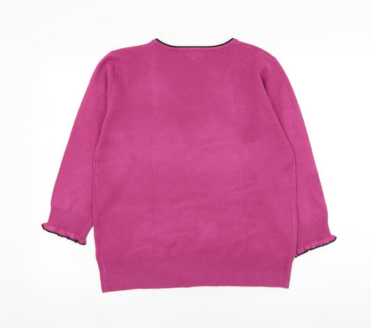 Ann Marie Womens Purple V-Neck Acrylic Pullover Jumper Size L