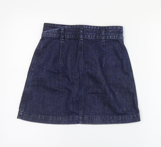 Topshop Womens Blue Cotton A-Line Skirt Size 26 in Zip
