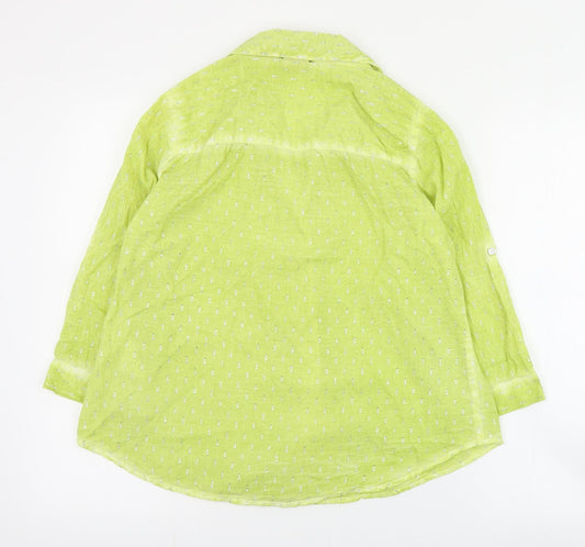Anna Rose Womens Green Cotton Basic Button-Up Size 14 Collared