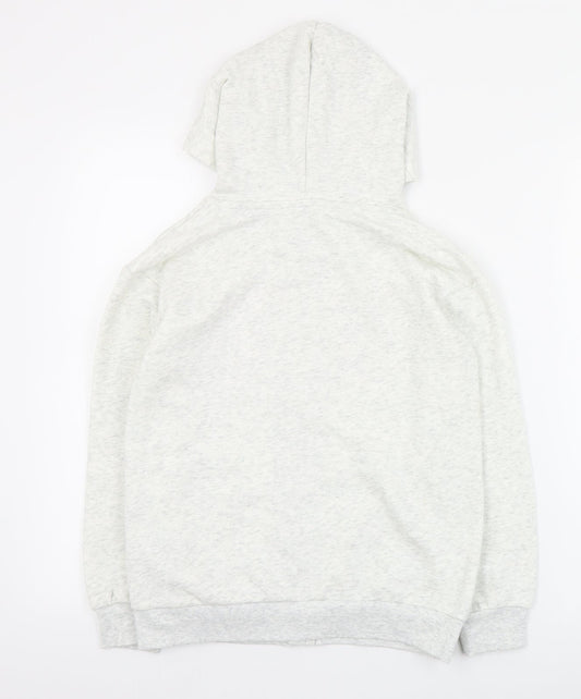 H&M Girls Grey Cotton Full Zip Hoodie Size 9-10 Years Zip