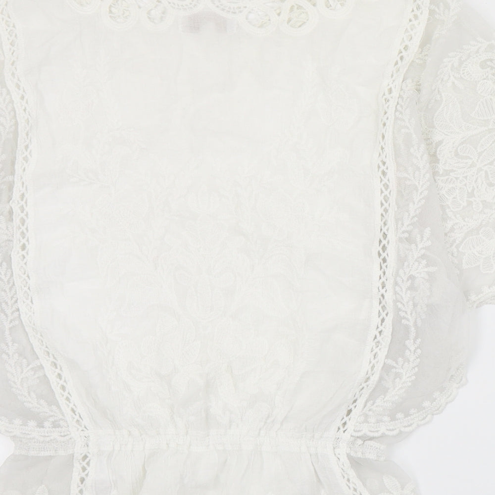 Apricot Womens Ivory Cotton Basic Blouse Size S V-Neck