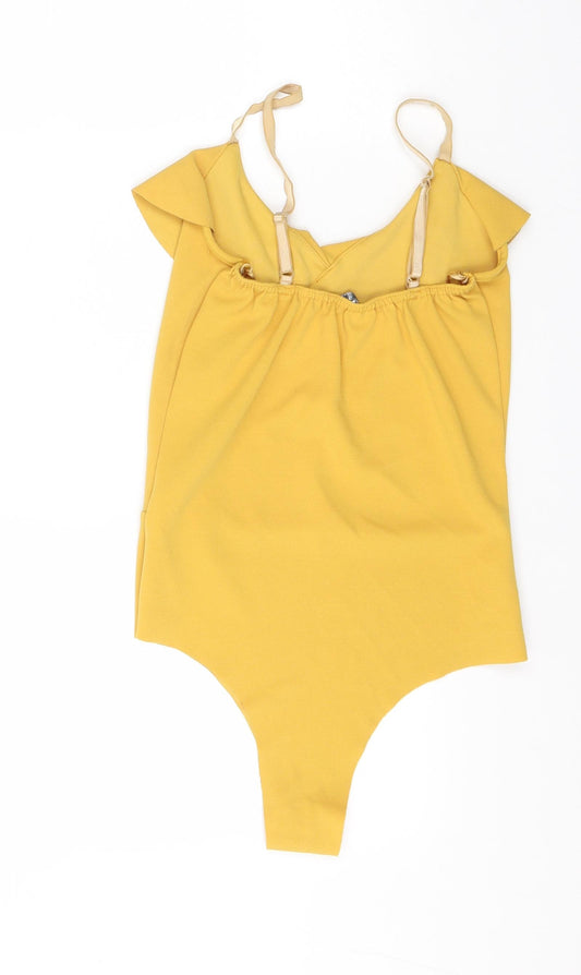 Quiz Womens Yellow Polyester Bodysuit One-Piece Size 8 Snap