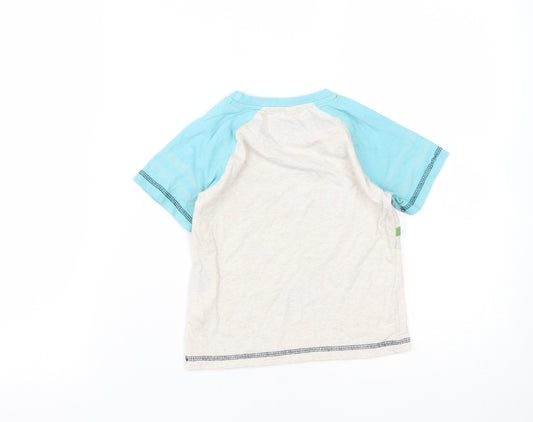 Disney Boys Beige Polyester Basic T-Shirt Size 3-4 Years Round Neck - Dusty Planes