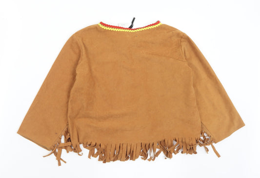 Celia Boys Brown V-Neck Polyester Pullover Jumper Size 4-5 Years - Indian Fancy Dress