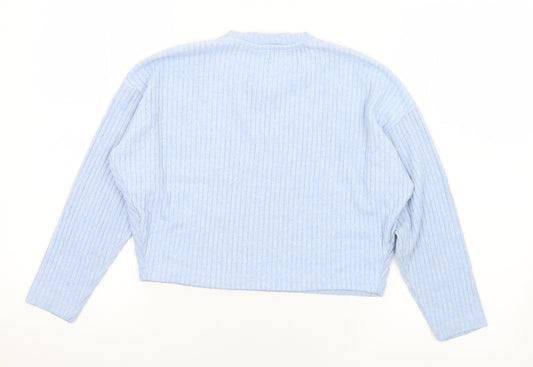 H&M Girls Blue Crew Neck Viscose Pullover Jumper Size 8-9 Years - 8-10 Years