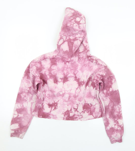 New Look Girls Purple Polyester Pullover Hoodie Size 12-13 Years - NYC Cropped Tie dye effect
