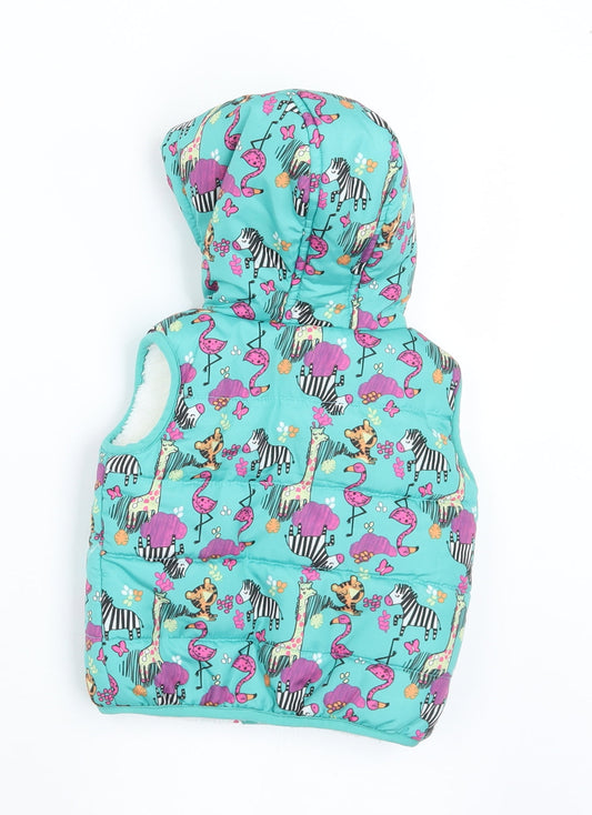 Dunnes Stores Girls Multicoloured Geometric Gilet Coat Size 3-6 Months Zip - Animals