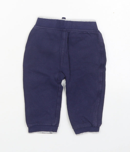 George Boys Blue 100% Cotton Jogger Trousers Size 9-12 Months Tie