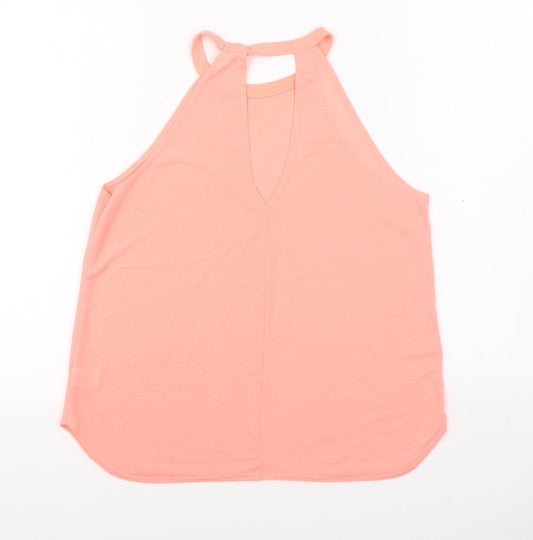 River Island Womens Pink Polyester Basic Tank Size 12 Round Neck Pullover