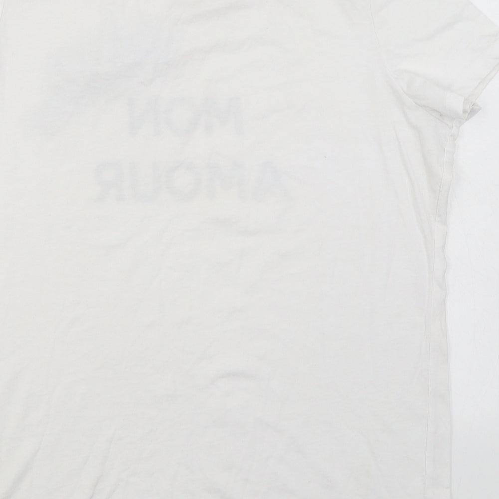 By Very Womens White Cotton Basic T-Shirt Size 14 Round Neck