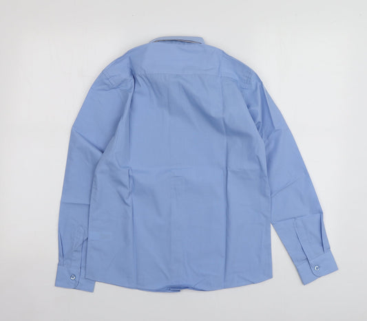 Dunnes Stores Boys Blue Polyester Basic Button-Up Size 11-12 Years Collared
