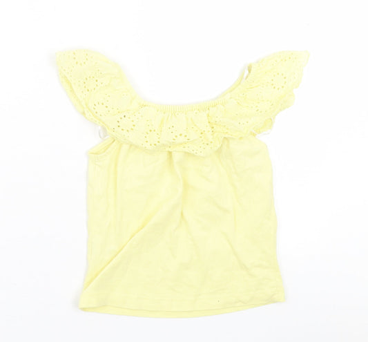 Dunnes Stores Girls Yellow Cotton Basic T-Shirt Size 7-8 Years Boat Neck Pullover