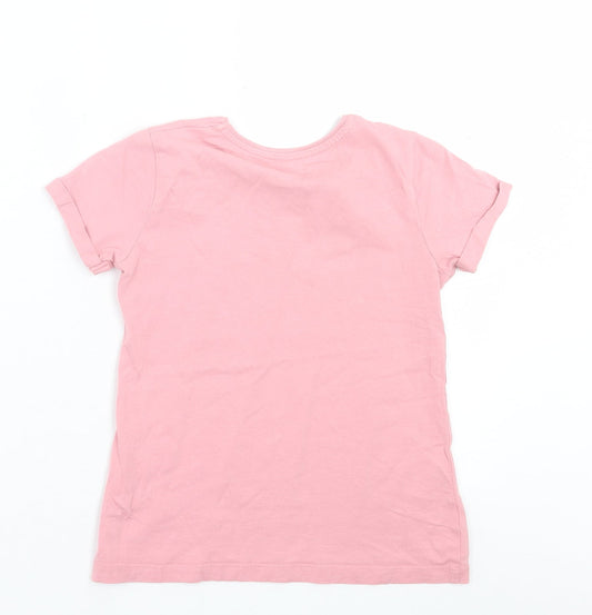 Primark Girls Pink Cotton Basic T-Shirt Size 7-8 Years Crew Neck Pullover