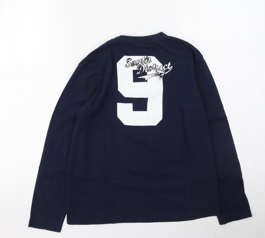 George Boys Blue Cotton Basic Casual Size 9-10 Years Round Neck