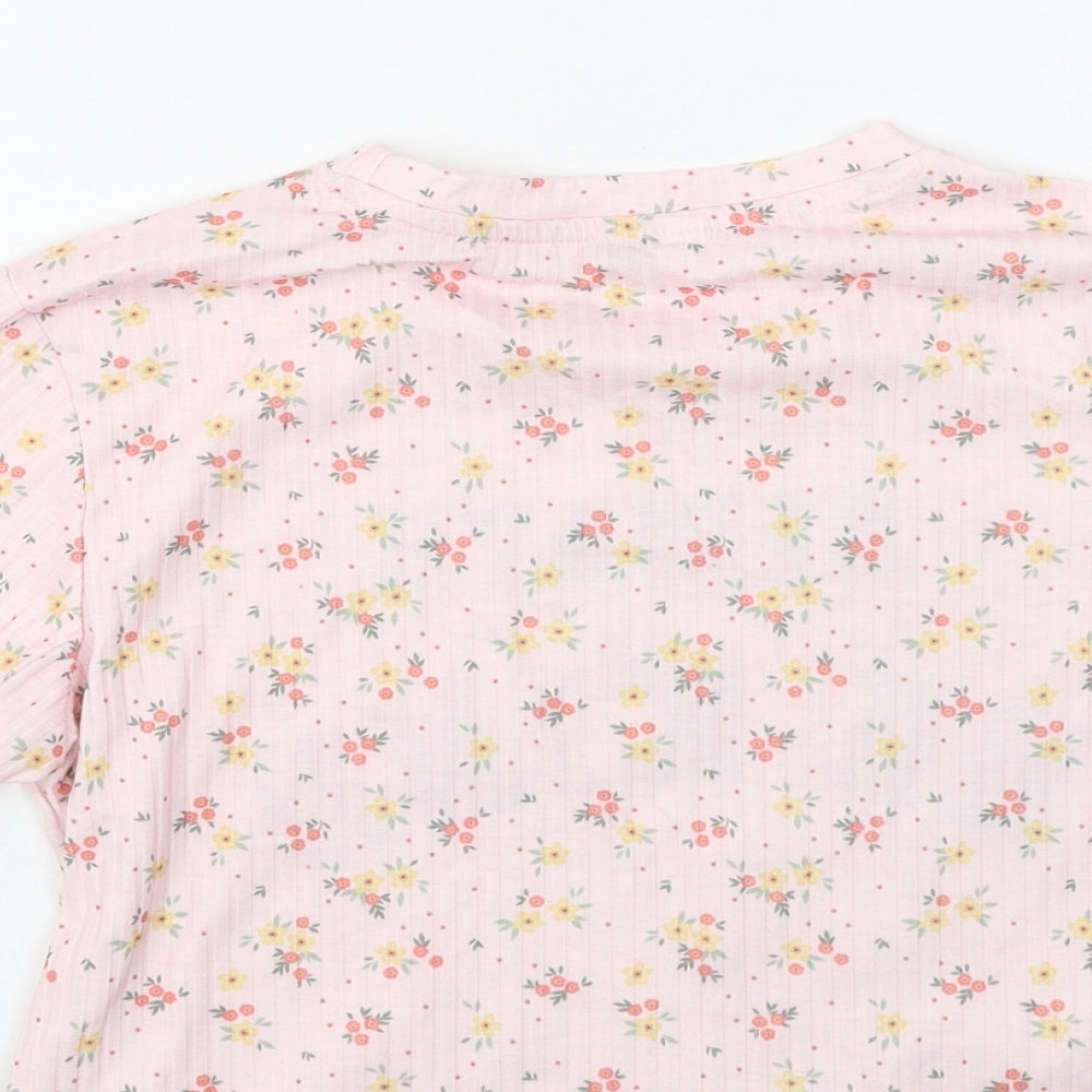 Primark Girls Pink Floral Cotton Basic Casual Size 11-12 Years Round Neck - Always Be Kind