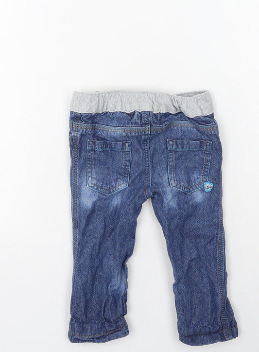Rochas Boys Blue Cotton Cargo Jeans Size 9-12 Months