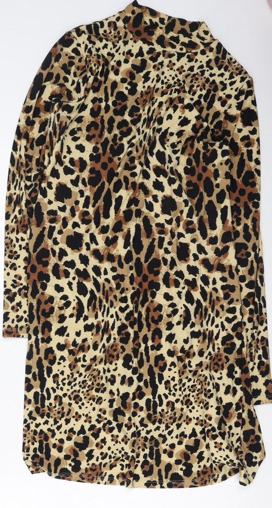 Papaya Womens Brown Animal Print Polyester Bodycon Size 8 High Neck