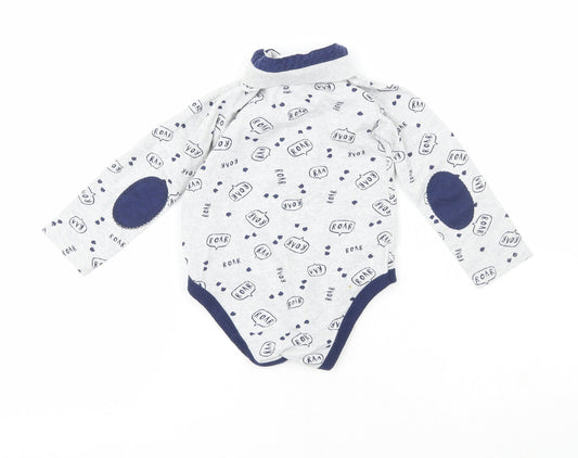 Preworn Boys Grey Polyester Babygrow One-Piece Size 3-6 Months - Roar