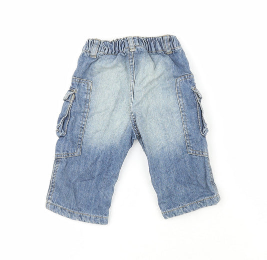 Bam Bib el Boys Blue 100% Cotton Pedal Pusher Jeans Size 6-9 Months - London