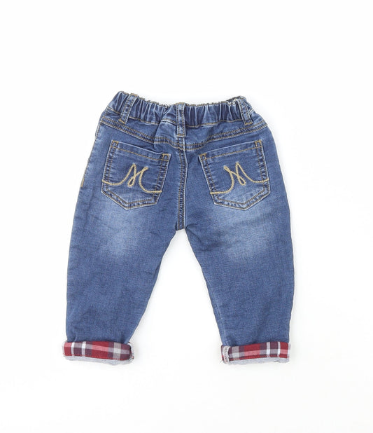 Minibandi Girls Blue Cotton Pedal Pusher Jeans Size 12 Months - Bear