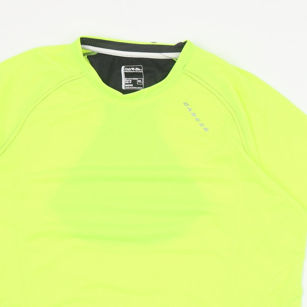 Dare2be Mens Yellow Polyester Pullover T-Shirt Size L Round Neck Pullover