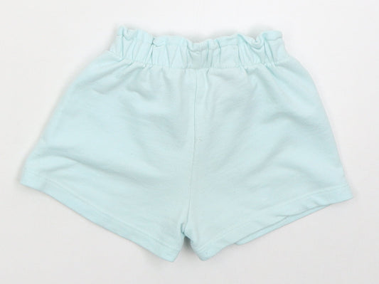 Zara Girls Blue Cotton Cropped Trousers Size 18-24 Months Drawstring - Minnie Love Sweat Shorts