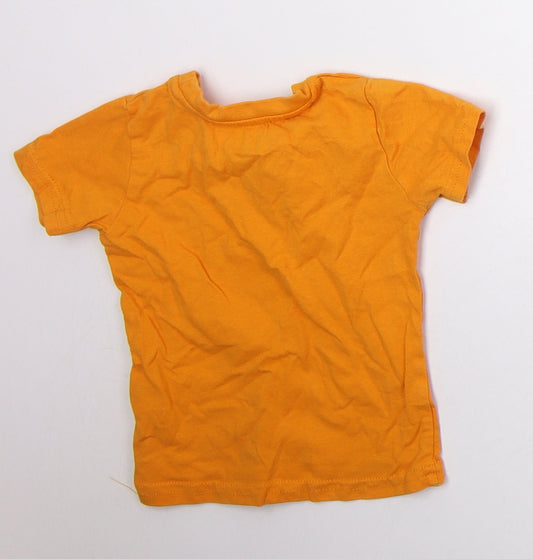 Primark Boys Orange Cotton Basic T-Shirt Size 9-12 Months Crew Neck Pullover - Daddys Best Friend