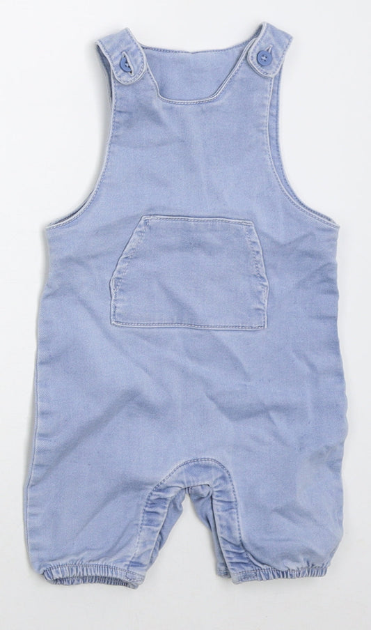 Matalan Girls Blue Cotton Coverall Outfit/Set Size 6-9 Months Button