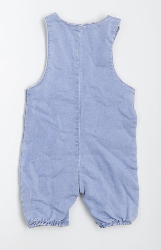Matalan Girls Blue Cotton Coverall Outfit/Set Size 6-9 Months Button