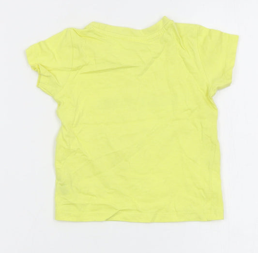 Dunnes Boys Yellow Cotton Basic T-Shirt Size 9-12 Months Crew Neck Pullover - Best Bro