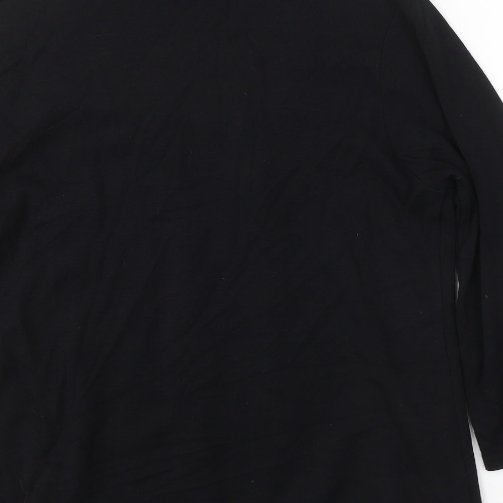 Sarah Hamilton Womens Black Viscose Basic Blouse Size 16 Round Neck - Cardigan effect
