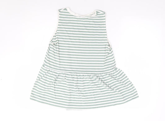 ASOS Womens Green Striped Polyester Jersey Tank Size 8 Crew Neck - Peplum