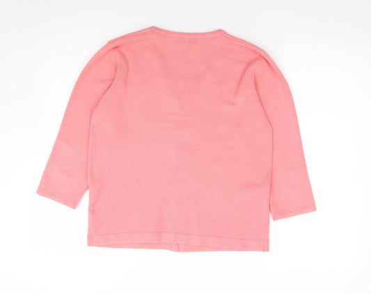 Ann Marie Womens Pink Square Neck Acrylic Pullover Jumper Size M