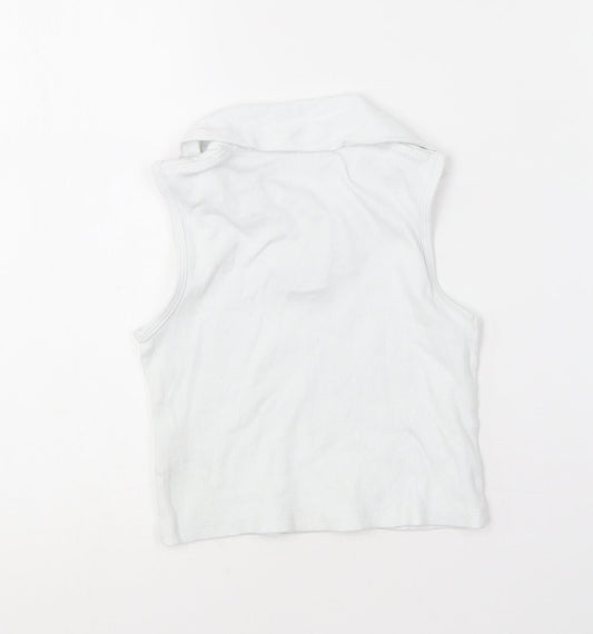 Matalan Girls White Cotton Basic Tank Size 6 Years Collared