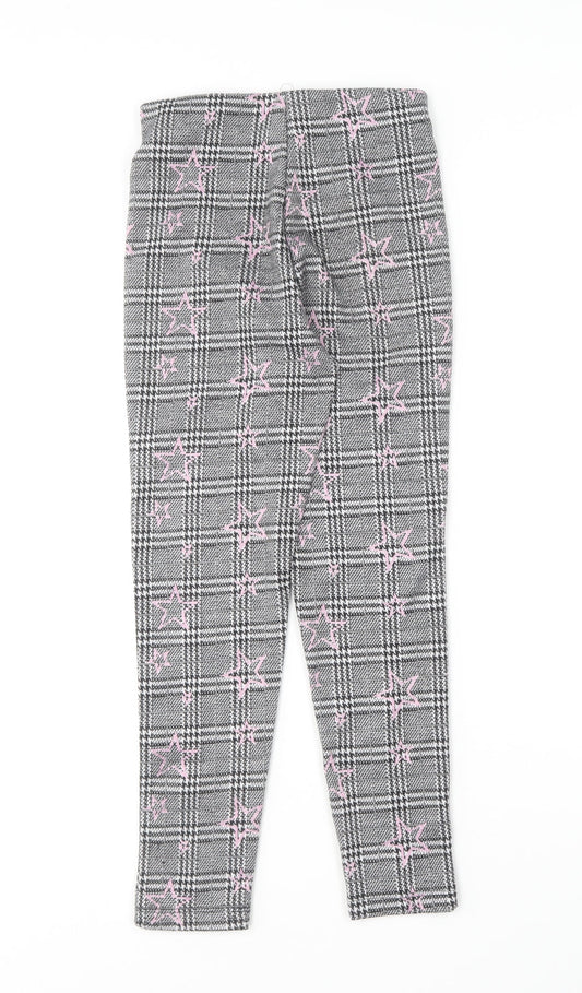 Matalan Girls Pink Houndstooth Polyester Carrot Trousers Size 9 Months Regular