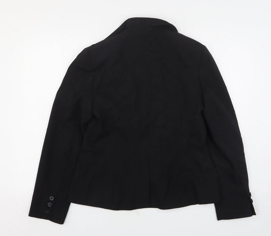 Preworn Womens Black Polyester Jacket Suit Jacket Size 14