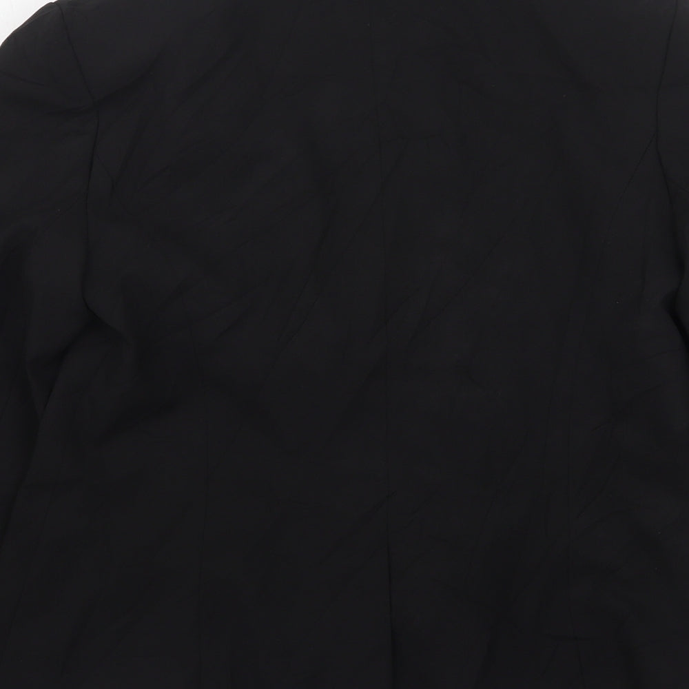 Preworn Womens Black Polyester Jacket Suit Jacket Size 14