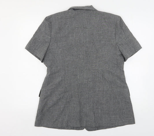 Prima Womens Grey Striped Polyester Jacket Suit Jacket Size 16