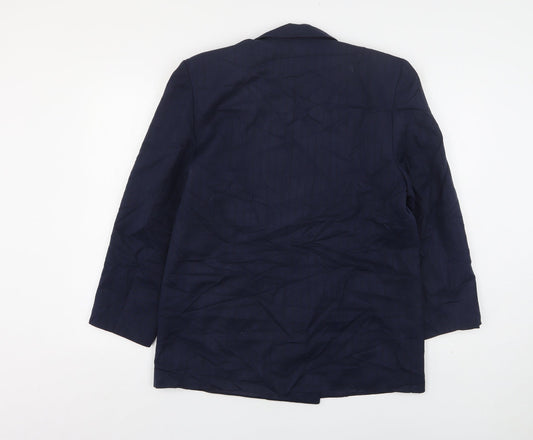 CandA Womens Blue Polyester Jacket Suit Jacket Size 14
