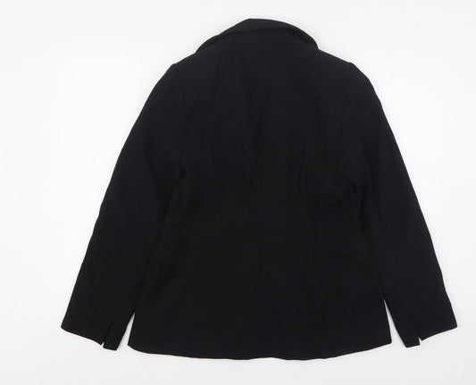 Preworn Womens Black Polyester Jacket Suit Jacket Size 14