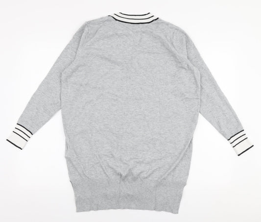 JD Williams Womens Grey V-Neck  Viscose Pullover Jumper Size 12