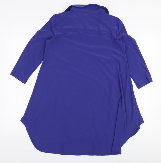 Renee Womens Purple Polyester Shirt Dress Size S Collared Pullover