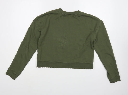 Miss Selfridge Womens Green Cotton Pullover Sweatshirt Size 8 Pullover