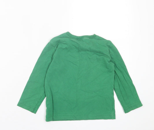 United Colors of Benetton Boys Green Cashgora Basic Casual Size 2 Years Crew Neck Pullover