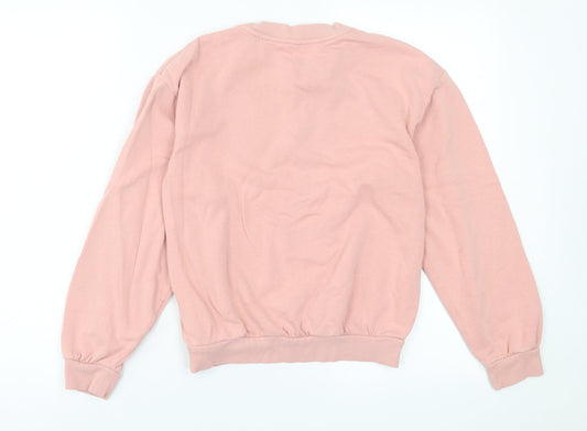 H&M Girls Pink Cotton Pullover Sweatshirt Size 10-11 Years Pullover