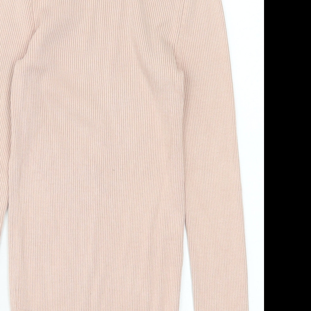 Marks and Spencer Womens Pink Crew Neck Viscose Pullover Jumper Size 8