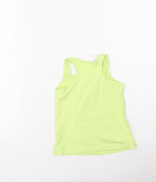 Preworn Girls Green Cotton Camisole Tank Size 3-4 Years Round Neck